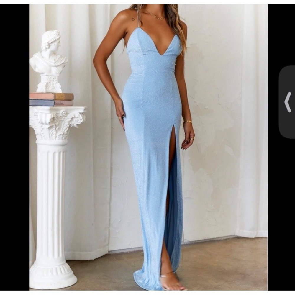 Hello Molly Dear Emilia Companion Star Maxi Dress Size XS Blue Lined Sparkle NWT - Picture 3 of 13